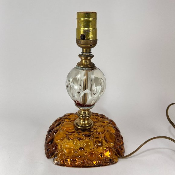 Vtg Joe St Clair Accent Lamp Bubbles Clear White Red Paperweight Signed Joe - Picture 2 of 16